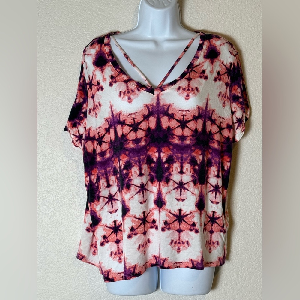 ROCK & REPUBLIC Women's Size XXL Tie-Dye V-Neck Top